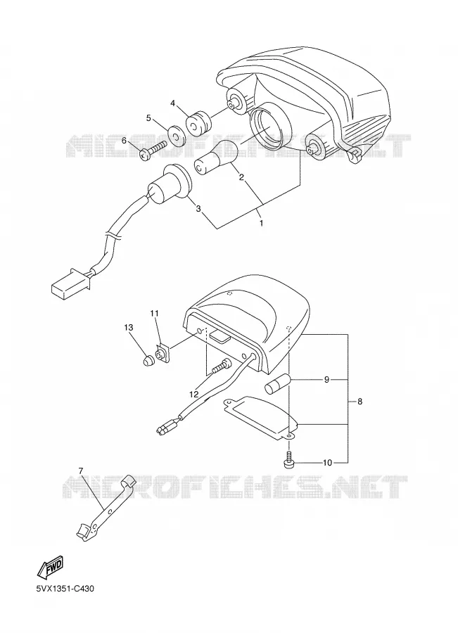 ACHTERLICHT Yamaha MOTO 600 2008 FAZER S2 ABS  FZ6-SAHG