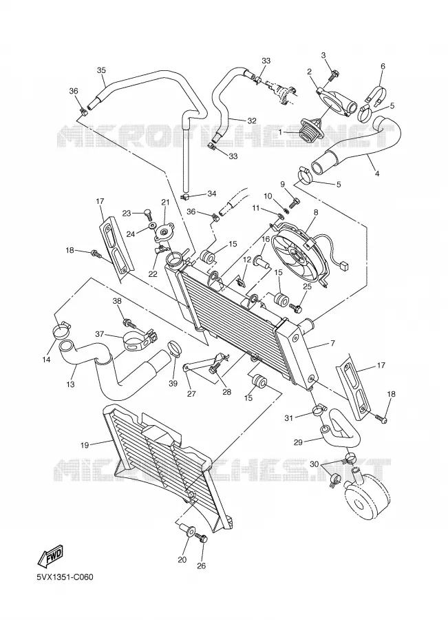 RADIATEUR / SLANG Yamaha MOTO 600 2006 FAZER  FZ6-SS