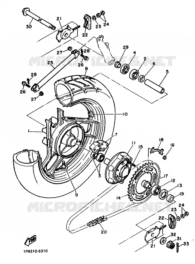 ACHTERWIEL Yamaha MOTO 750 1987 FZ  FZ750