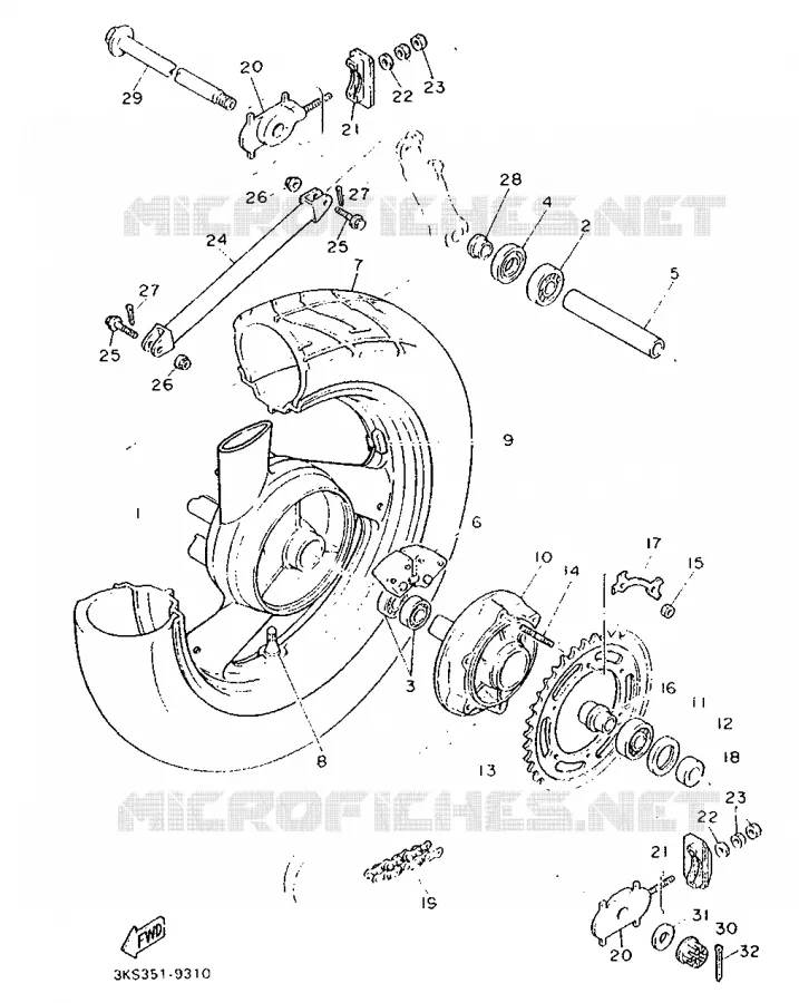 ACHTERWIEL Yamaha MOTO 750 1990 FZ  FZ750