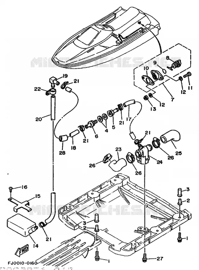 HULL & DECK 3 Yamaha WAVERUNNER 650 1990 JET  WRA650S