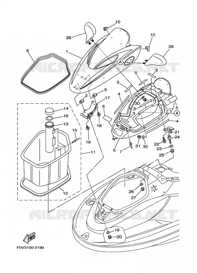 ENGINE HATCH 2 Yamaha WAVERUNNER 700 2002 JET  JET FOR F1F