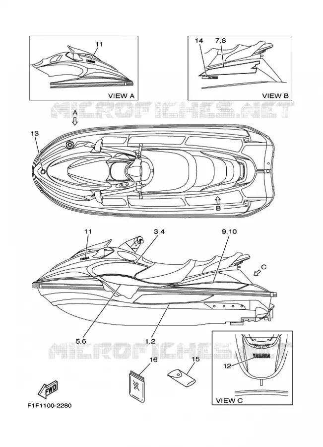 STICKER Yamaha WAVERUNNER 700 2002 JET  JET FOR F1F