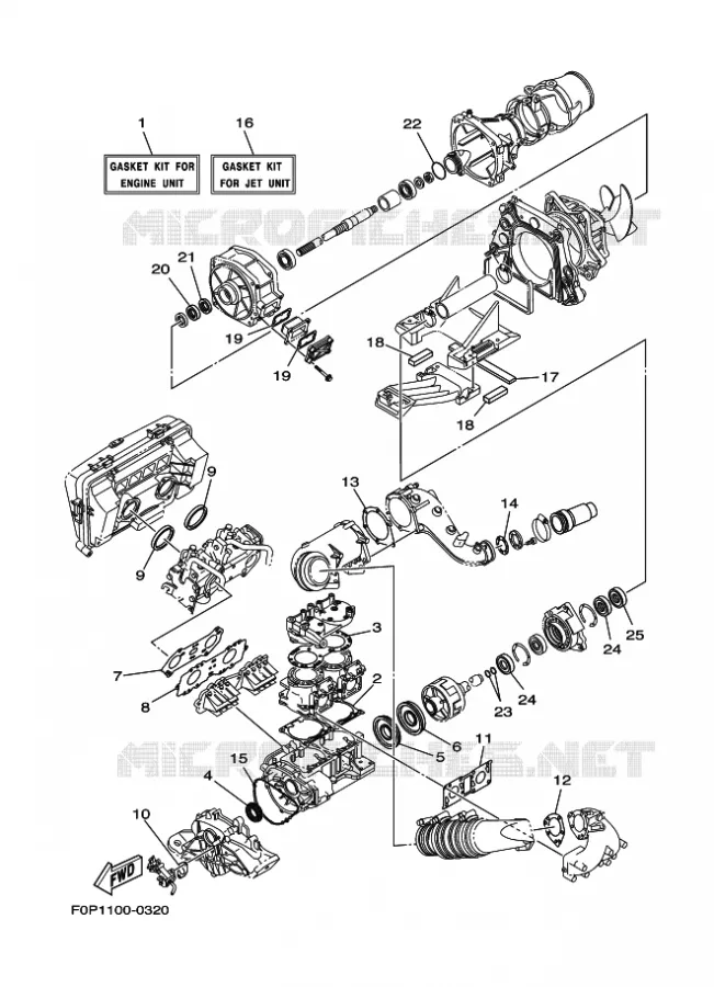 REPARATIESET 1 Yamaha WAVERUNNER 800 2000 JET  JET FOR XA800