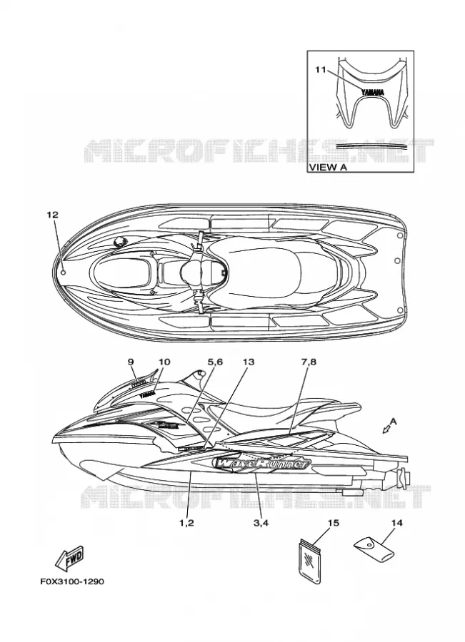 STICKER Yamaha WAVERUNNER 1200 2001 ENGINE  ENG FOR GP1200