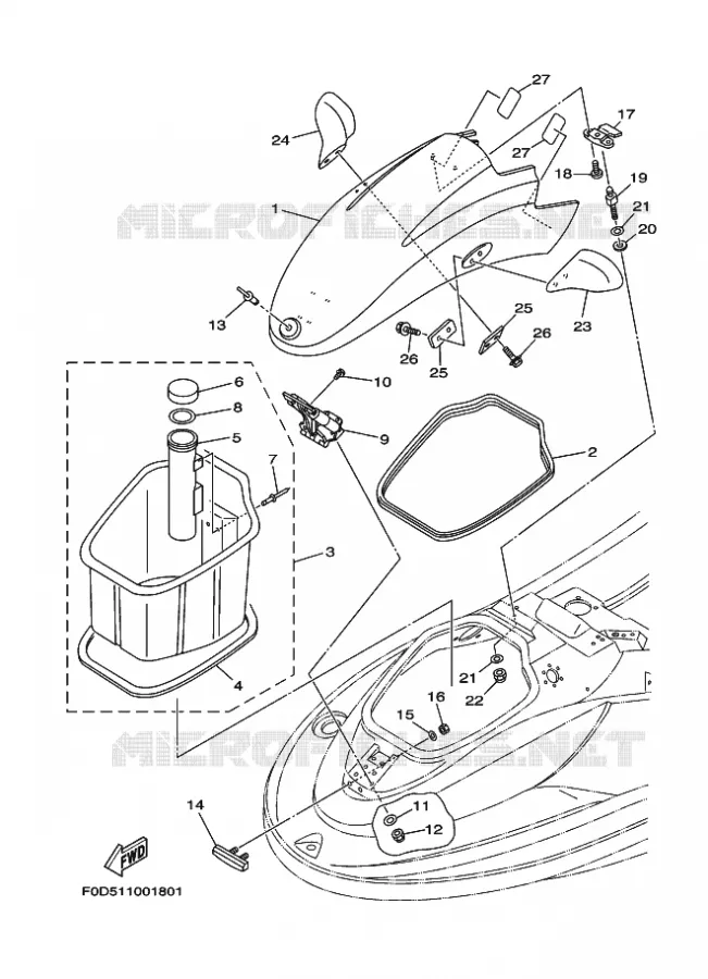 ENGINE HATCH 2 Yamaha WAVERUNNER 1200 2000 ENGINE  ENG FOR XA1200