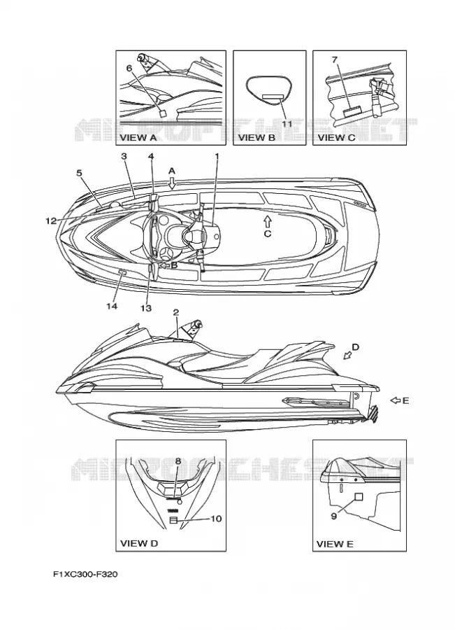 LABEL Yamaha WAVERUNNER 1100 2007 JET  FX1100A-F