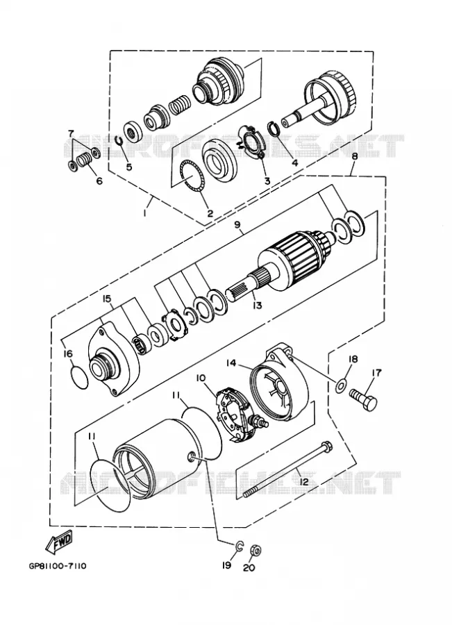 STARTMOTOR Yamaha WAVERUNNER 1200 2003 JET  GP1200A-B GP1200R