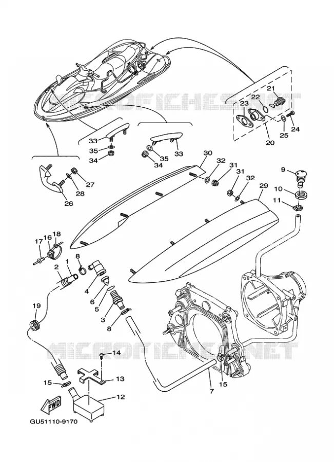 HULL & DECK Yamaha WAVERUNNER 1200 2001 JET  JET FOR SV1200