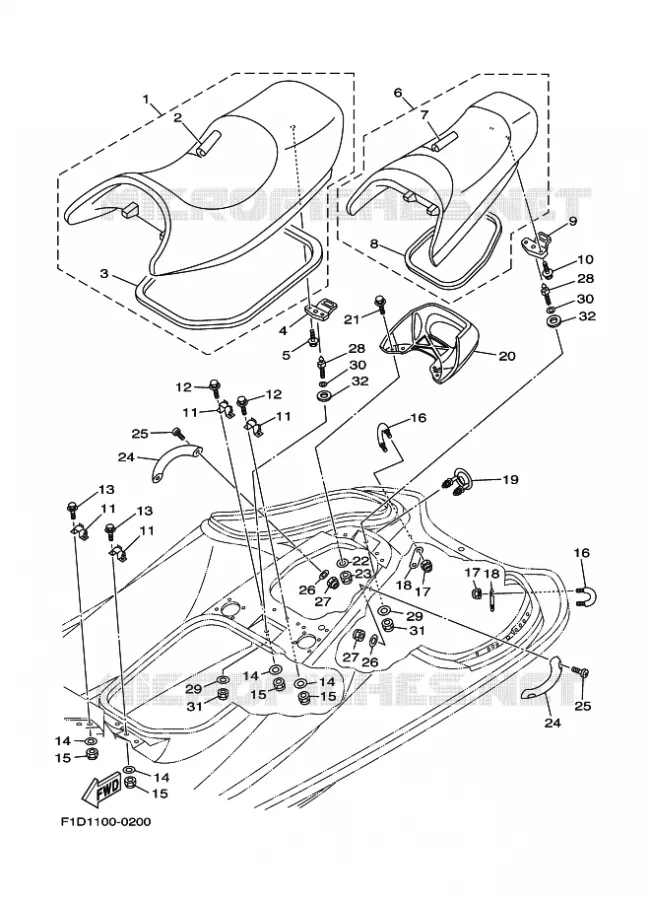 ZADEL / VERGRENDELING Yamaha WAVERUNNER 1200 2001 JET  JET FOR SV1200