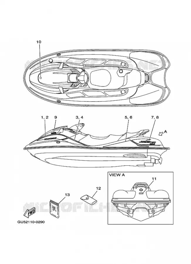 STICKER / GEREEDSCHAPSET Yamaha WAVERUNNER 1200 2000 JET  JET FOR SV1200Y