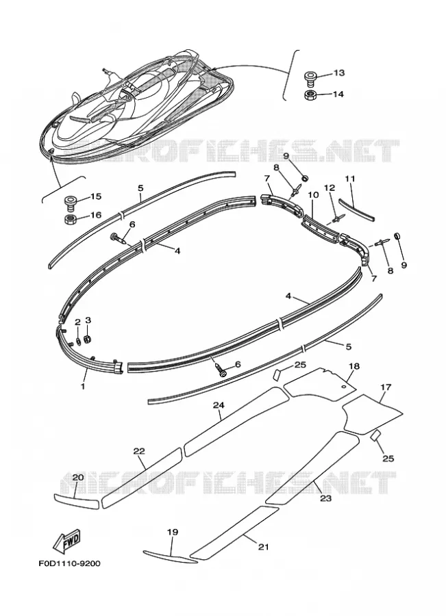GUNWALE & MAT Yamaha WAVERUNNER 1200 2000 JET  JET FOR XA1200Y