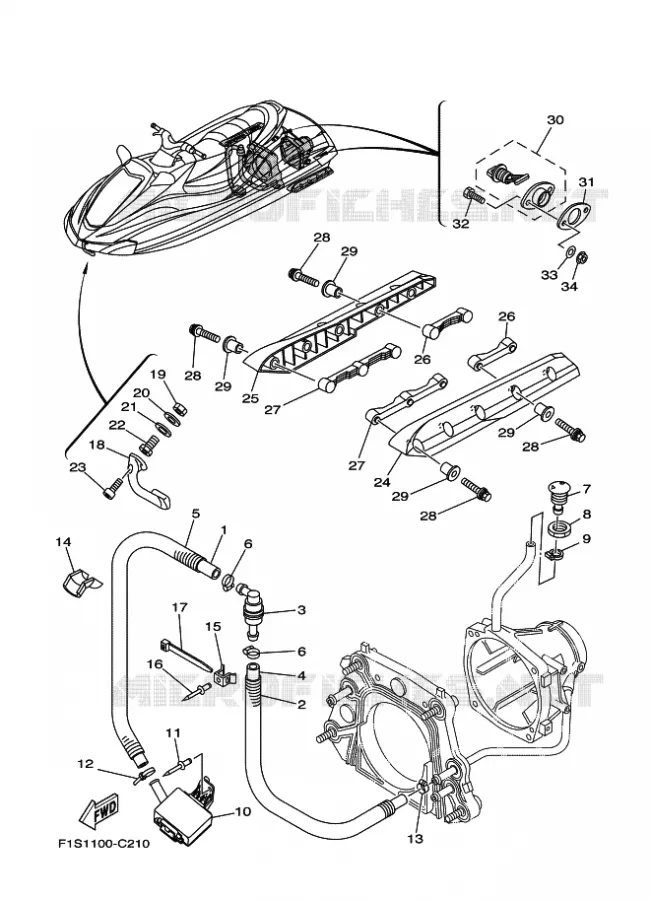 HULL & DECK Yamaha WAVERUNNER 1000 2004 JET  JF1000A