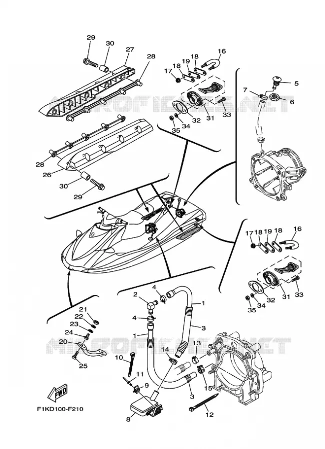 HULL & DECK Yamaha WAVERUNNER 1100 2007 JET  VX1100-F