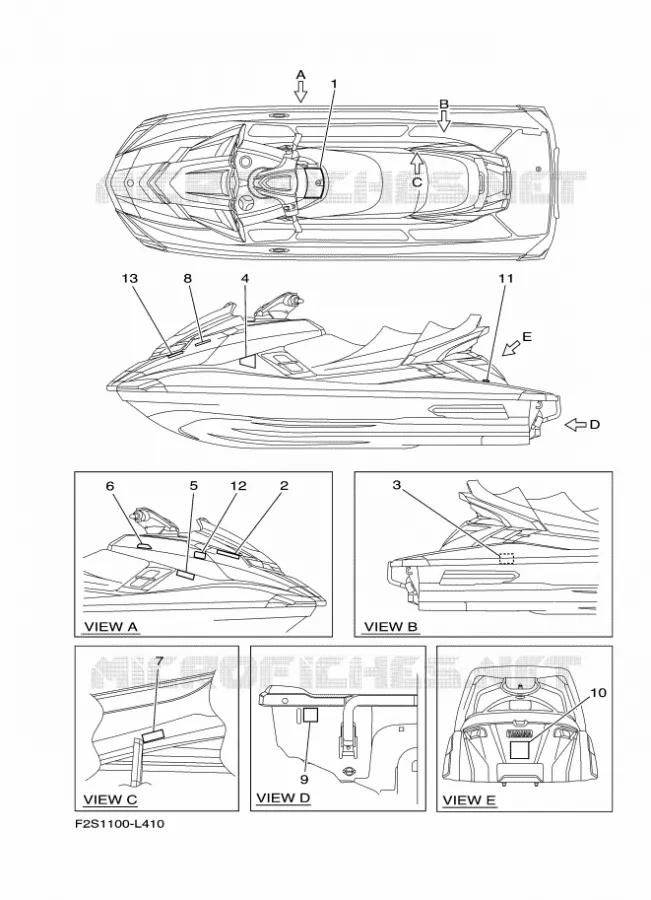 LABEL Yamaha WAVERUNNER 1800 2012 JET  FB1800A-L