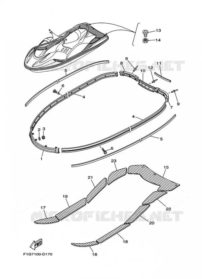 GUNWALE & MAT Yamaha WAVERUNNER 1300 2008 JET  GP1300-G