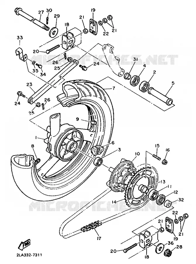 ACHTERWIEL Yamaha MOTO 1000 1988 FZR  FZR1000