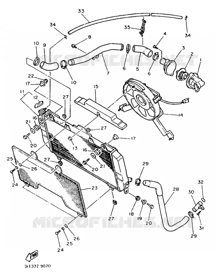 RADIATEUR / SLANG Yamaha MOTO 1000 1989 FZR  FZR1000