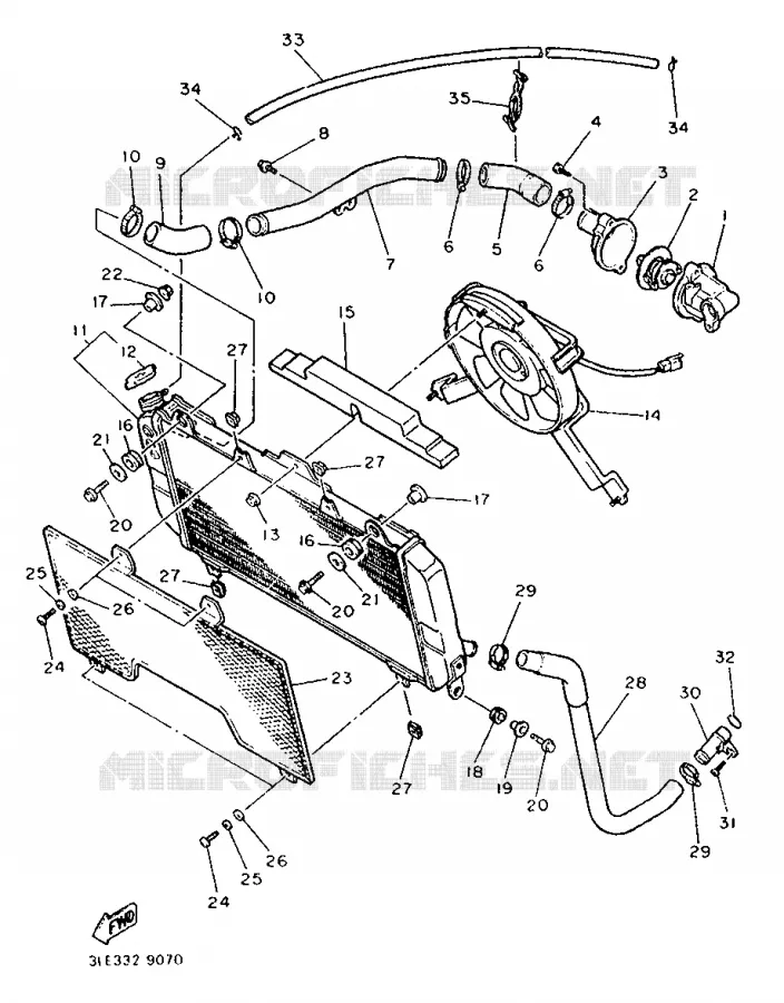 RADIATEUR / SLANG Yamaha MOTO 1000 1990 FZR  FZR1000