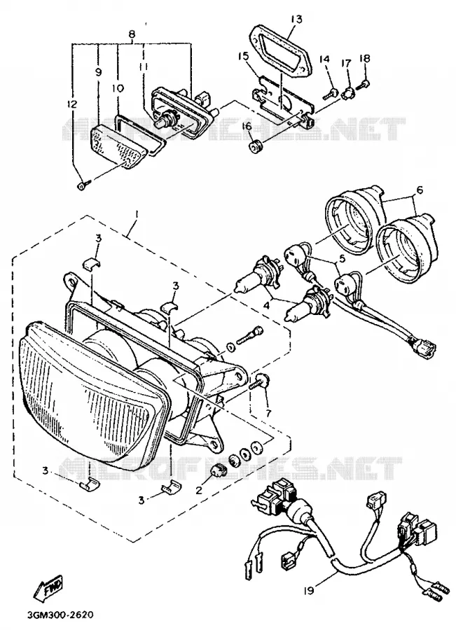 ALTERNATIEF KOPLAMP Yamaha MOTO 1000 1992 FZR  FZR1000