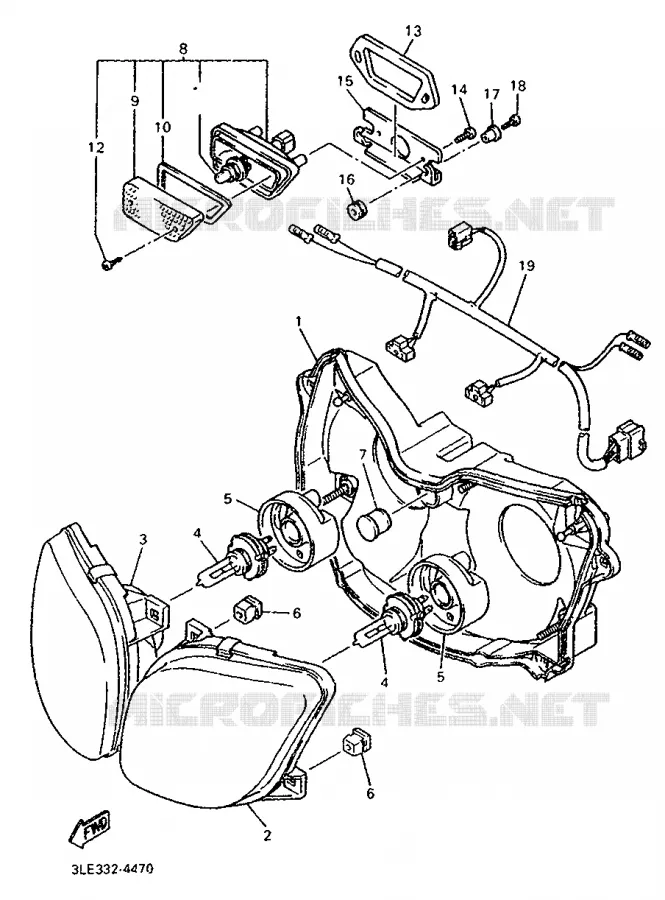 ALTERNATIEF KOPLAMP Yamaha MOTO 1000 1994 FZR  FZR1000