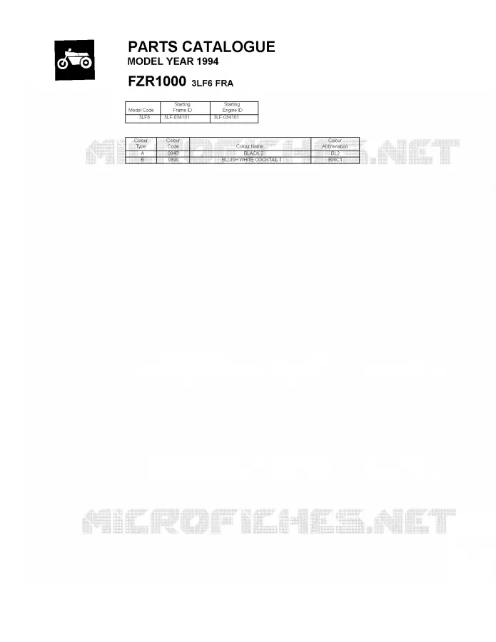 * CATALOG PREFACE * Yamaha MOTO 1000 1994 FZR  FZR1000