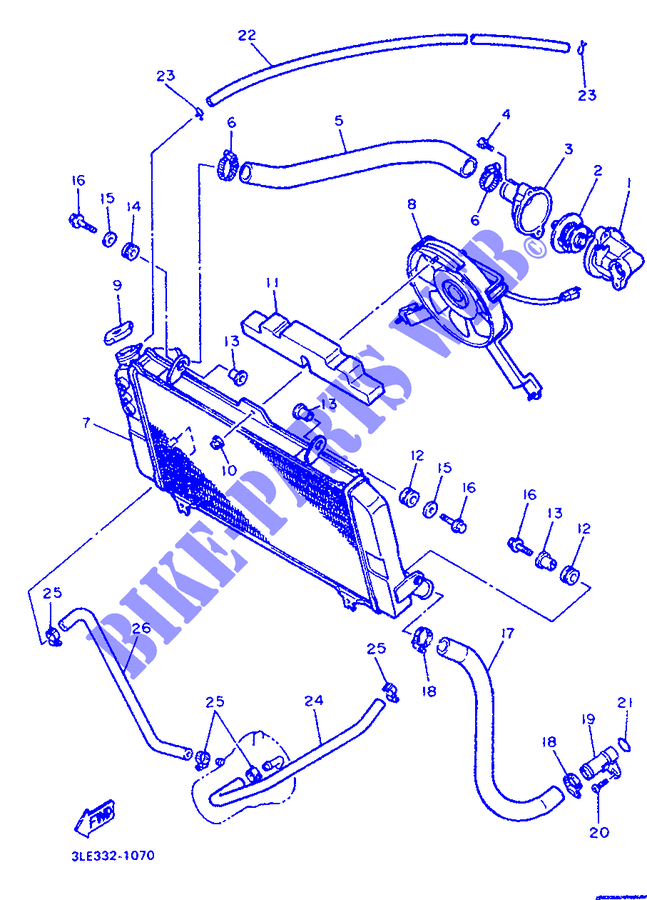 RADIATEUR / SLANG voor Yamaha FZR1000 1994