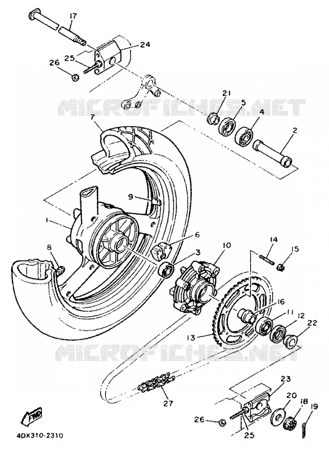 ACHTERWIEL Yamaha MOTO 400 1992 FZR  FZR400RR