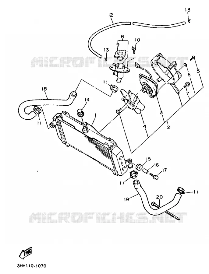 RADIATEUR / SLANG Yamaha MOTO 500 1993 FZR  FZR500