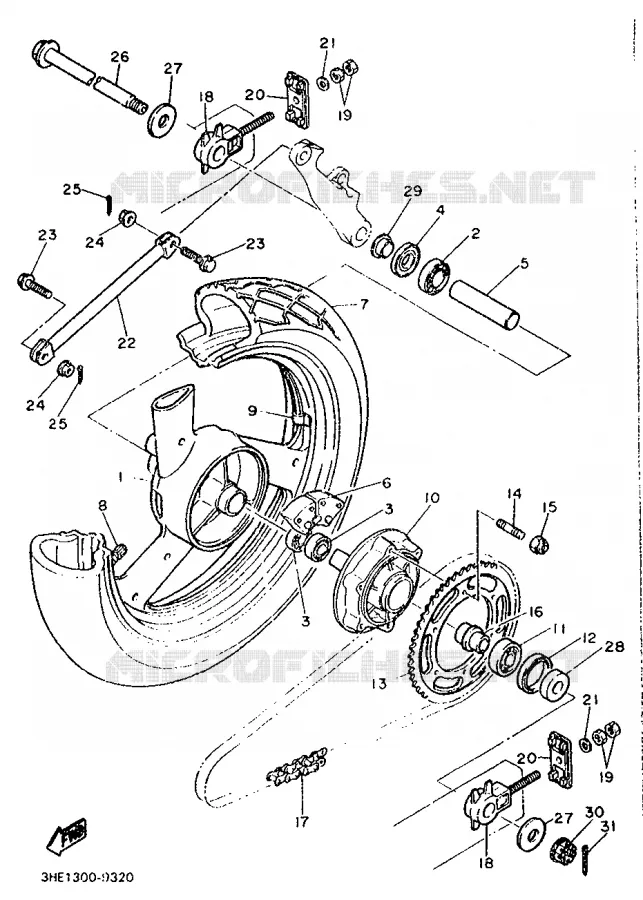 ACHTERWIEL Yamaha MOTO 600 1989 FZR  FZR600