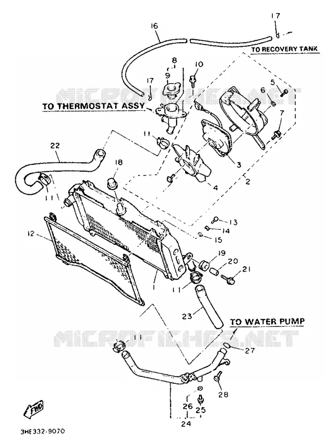 RADIATEUR / SLANG Yamaha MOTO 600 1990 FZR  FZR600