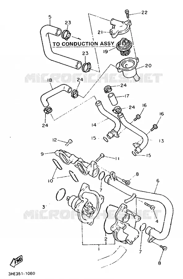 WATERPOMP / SLANGEN Yamaha MOTO 600 1992 FZR  FZR600