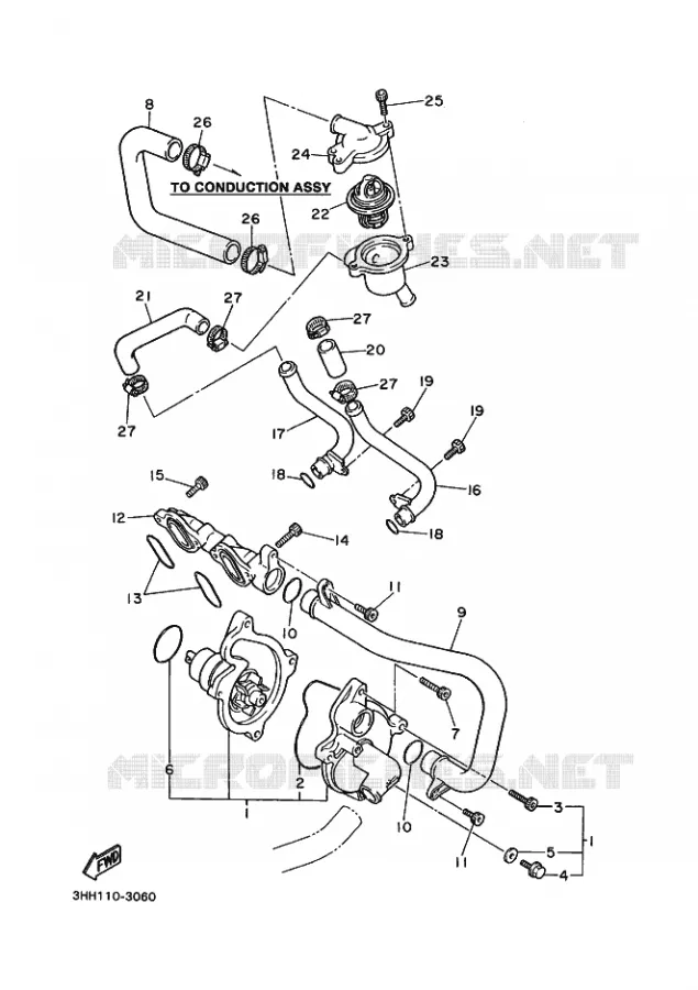 WATERPOMP / SLANGEN Yamaha MOTO 600 1997 FZR GENESIS  FZR600 GENESIS