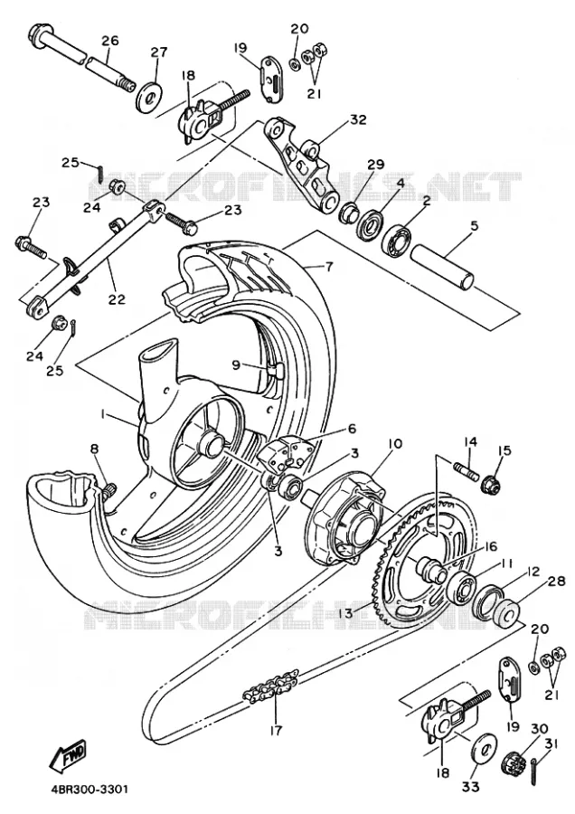 ACHTERWIEL Yamaha MOTO 600 1997 XJS DIVERSION  XJ600S DIVERSION