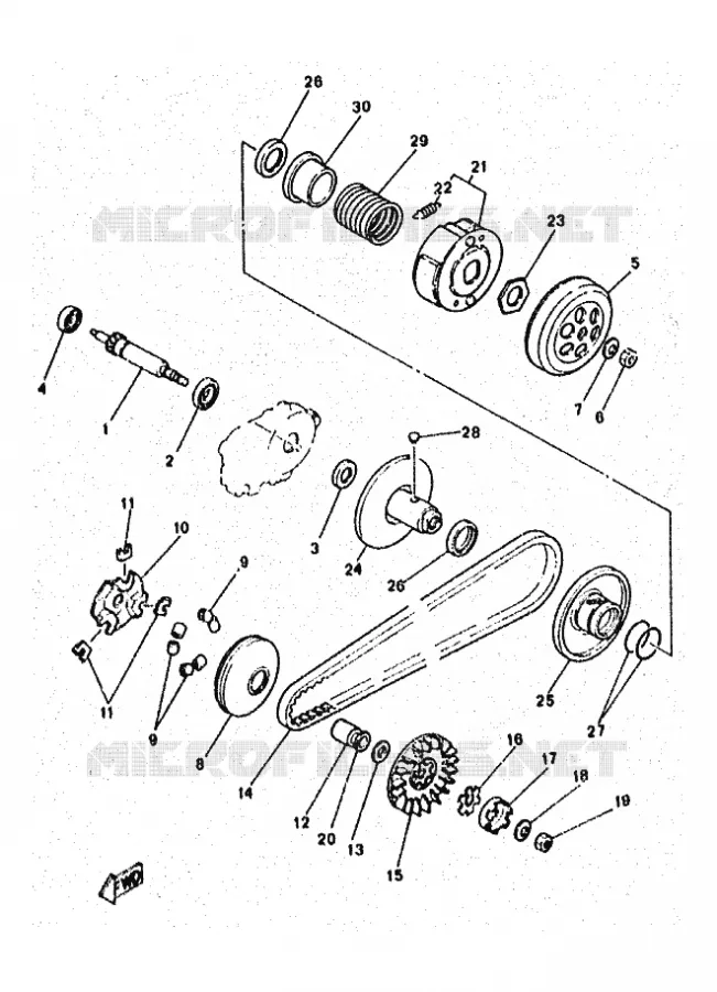 STARTMOTOR KOPPELINGS Yamaha SCOOTER 50 1997 NEOS  YN50 YN50R