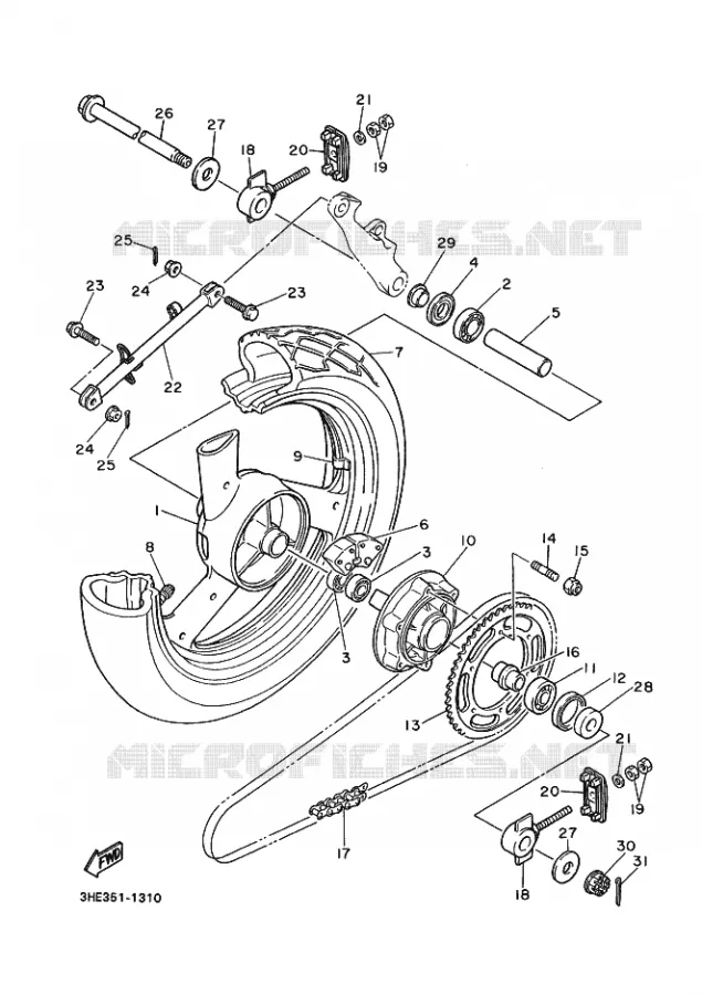 ACHTERWIEL Yamaha MOTO 600 1996 FZR GENESIS  FZR600 FZR600RH GENESIS