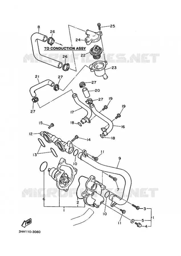 WATERPOMP / SLANGEN Yamaha MOTO 600 1996 FZR GENESIS  FZR600 FZR600RH GENESIS