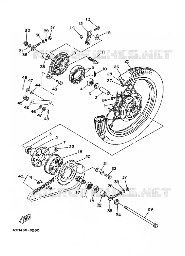 ACHTERWIEL Yamaha SCOOTER 105 1996 CRYPTON  T105 CRYPTON