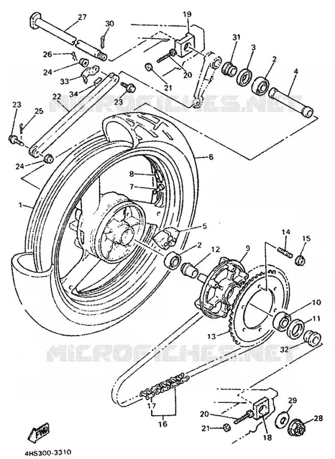 ACHTERWIEL Yamaha MOTO 750 1994 YZF  YZF750SP