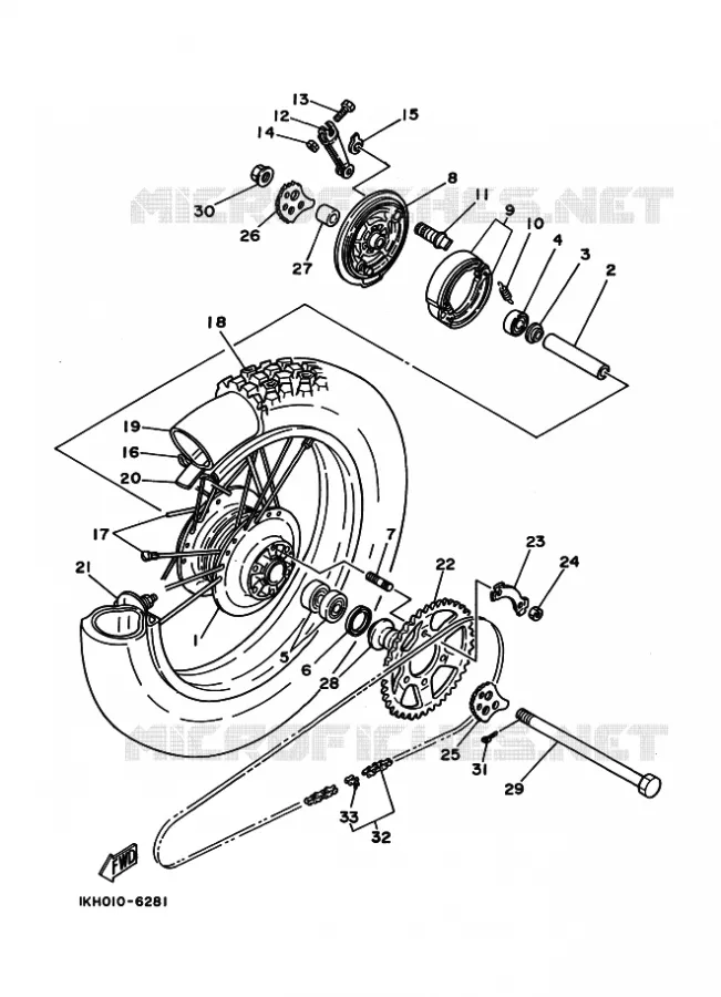 ACHTERWIEL Yamaha MOTO 225 1993 XT  XT225 XT225E