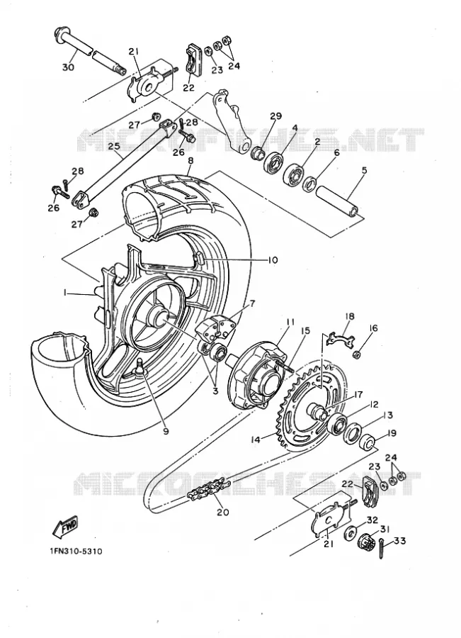 ACHTERWIEL Yamaha MOTO 750 1988 FZ GENESIS  FZ750 GENESIS