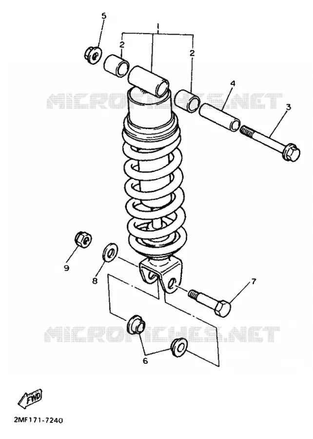 ACHTER SCHOKBREKER Yamaha MOTO 750 1988 FZ GENESIS  FZ750 GENESIS