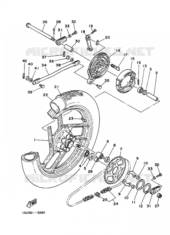 ACHTERWIEL Yamaha MOTO 125 1986 RDLC  RD125LC