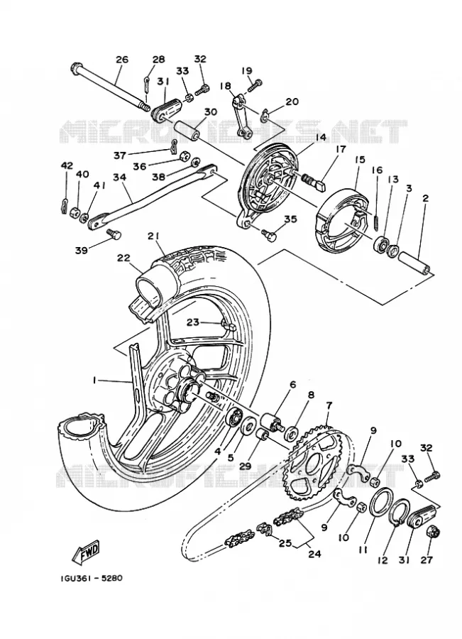 ACHTERWIEL Yamaha MOTO 125 1986 RDLC  RD125LC