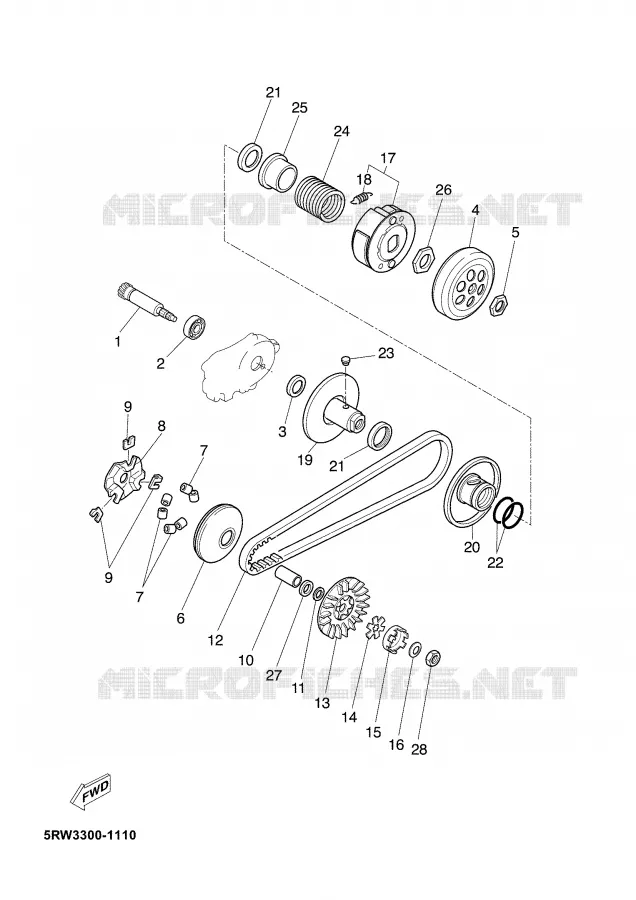 STARTMOTOR KOPPELINGS Yamaha SCOOTER 50 2008 JOG  CS50Z