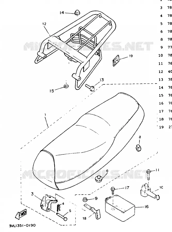 ZADEL / BAGAGE REK Yamaha SCOOTER 50 1992 BOOSTER  CW50