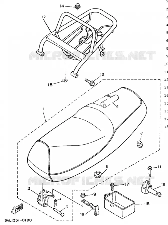 ZADEL / BAGAGE REK Yamaha SCOOTER 50 1992 BOOSTER  CW50