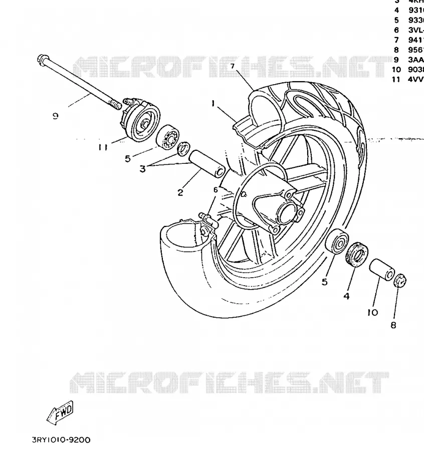 VOORWIEL Yamaha SCOOTER 50 1996 BOOSTER  CW50