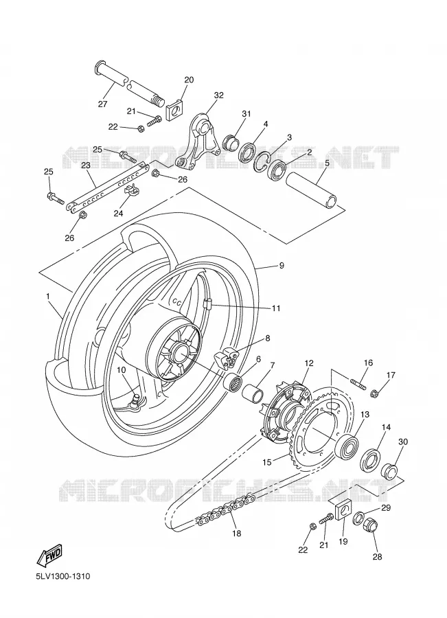 ACHTERWIEL Yamaha MOTO 1000 2004 FAZER  FZS1000S FAZER