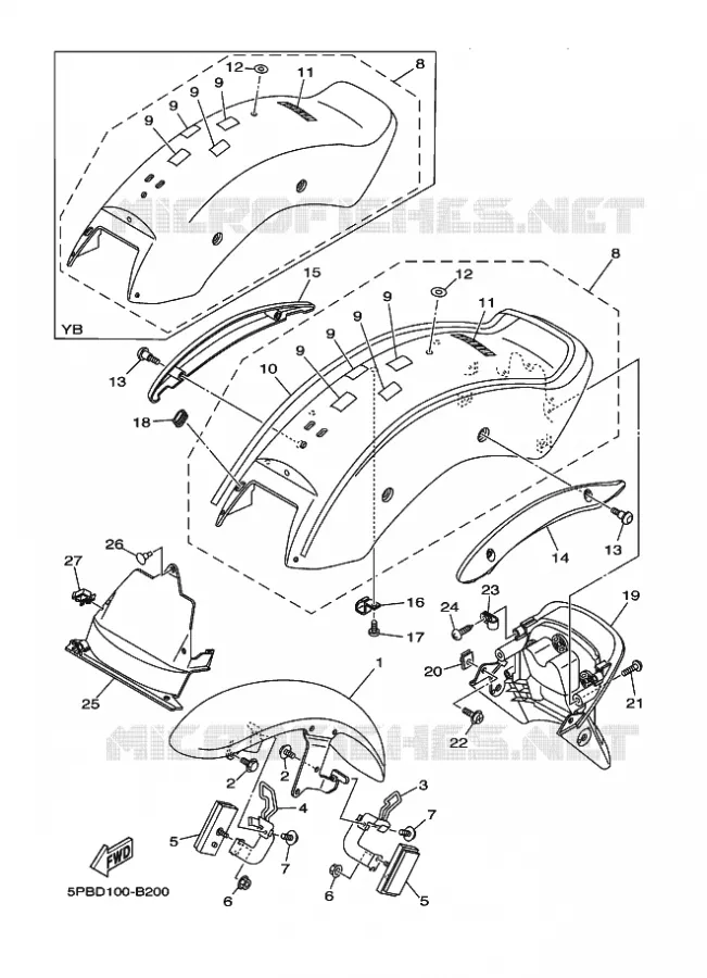 SPATBORD Yamaha MOTO 1100 2003 DRAGSTAR  XVS1100 XVS11R V-STAR 1100 CUSTOM